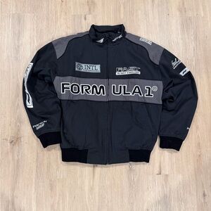 PacSun Black and Gray Racing Bomber Jacket